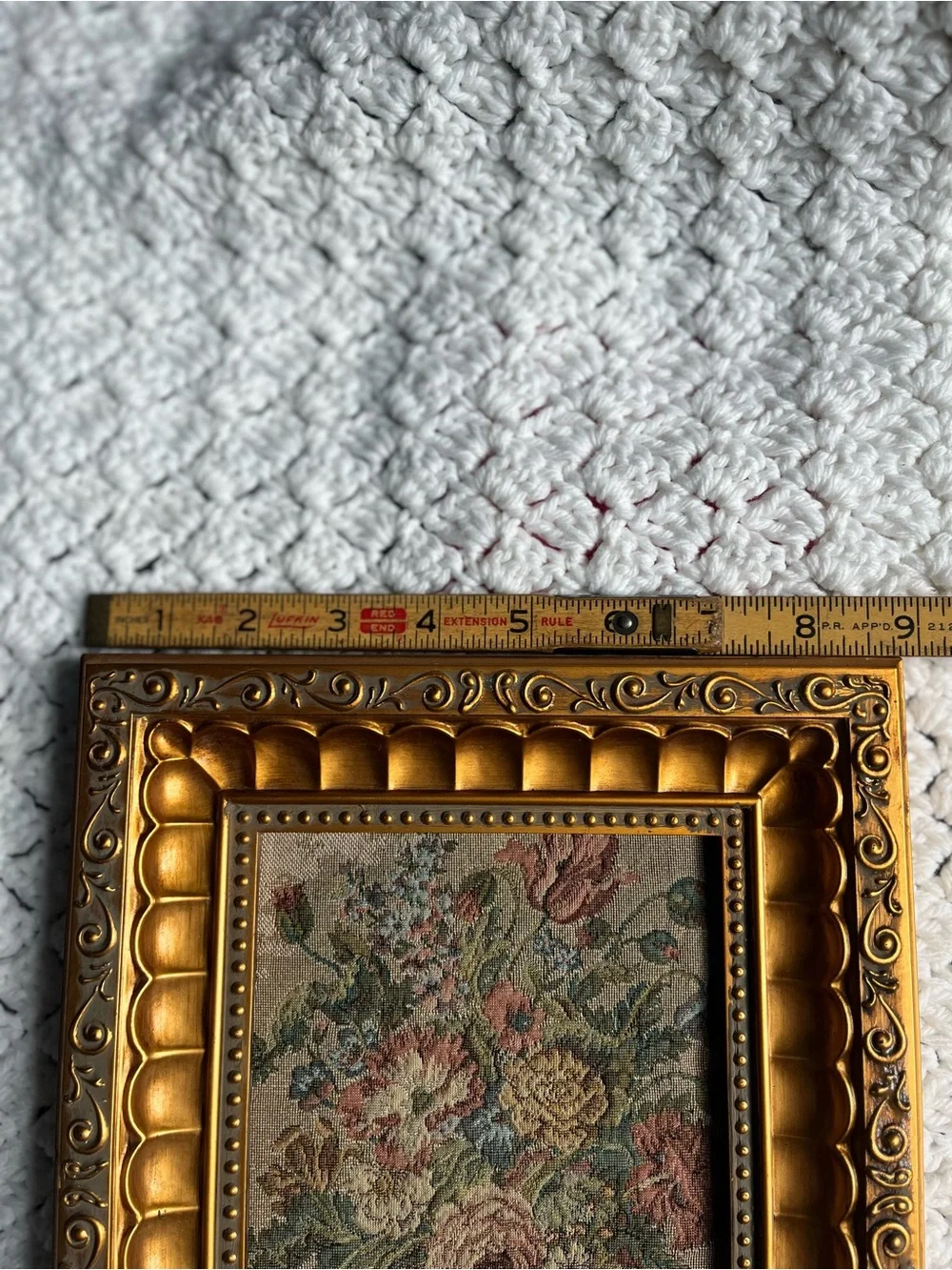Gold Ornate Framed Antique Floral Tapestry Accent - Home Accents